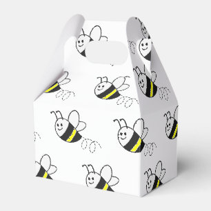 Cute Little Bee Pattern White Baby Shower Favor Box