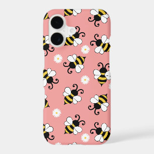 Cute little bees and daisy flowers pattern  