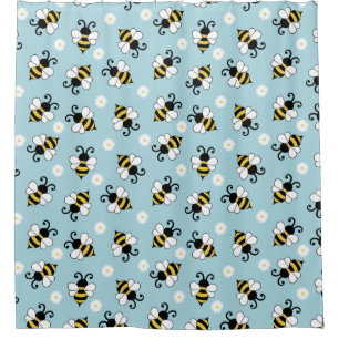 Cute little bees and daisy flowers pattern
