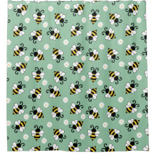 Cute little bees and daisy flowers pattern