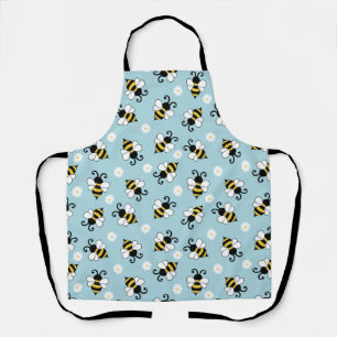 Cute little bees and daisy flowers pattern apron