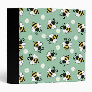 Cute little bees and daisy flowers pattern binder