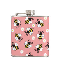 Cute little bees and daisy flowers pattern