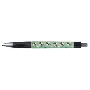 Cute little bees and daisy flowers pattern pen