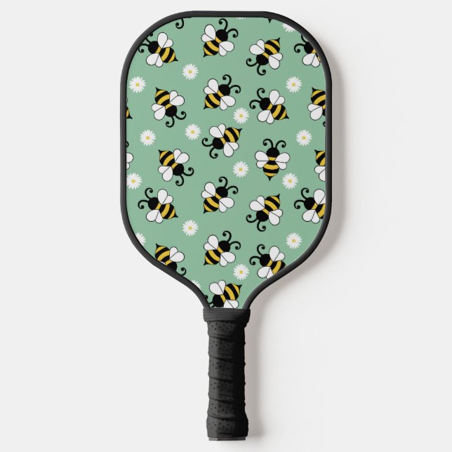 Cute little bees and daisy flowers pattern pickleball paddle (Front)