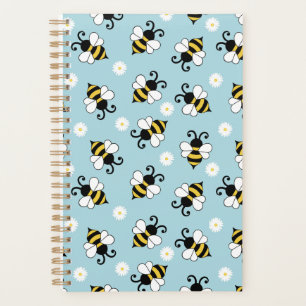 Cute little bees and daisy flowers pattern planner