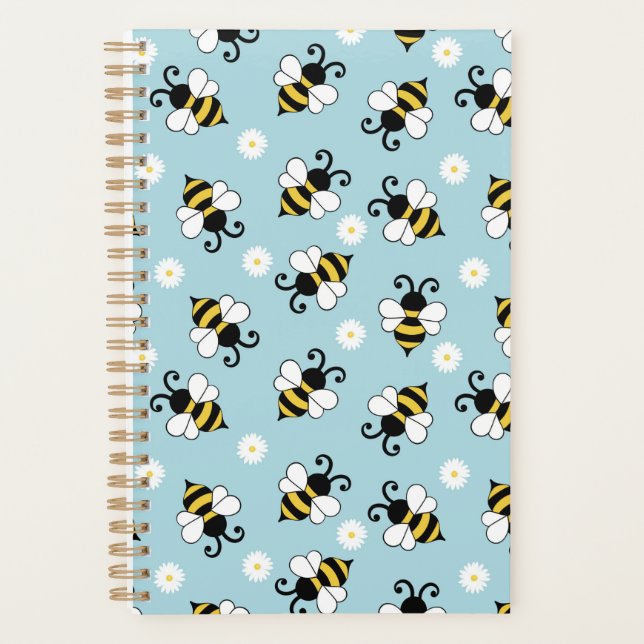 Cute little bees and daisy flowers pattern  planner (Front)