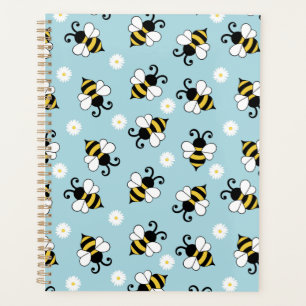 Cute little bees and daisy flowers pattern planner