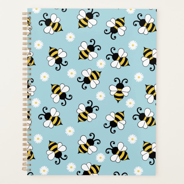 Cute little bees and daisy flowers pattern  planner (Front)