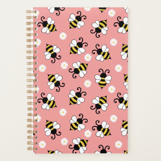 Cute little bees and daisy flowers pattern  planner (Front)