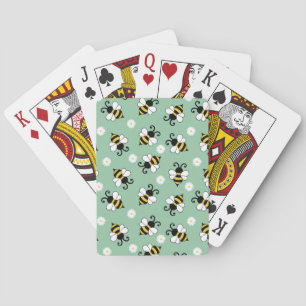 Cute little bees and daisy flowers pattern playing cards