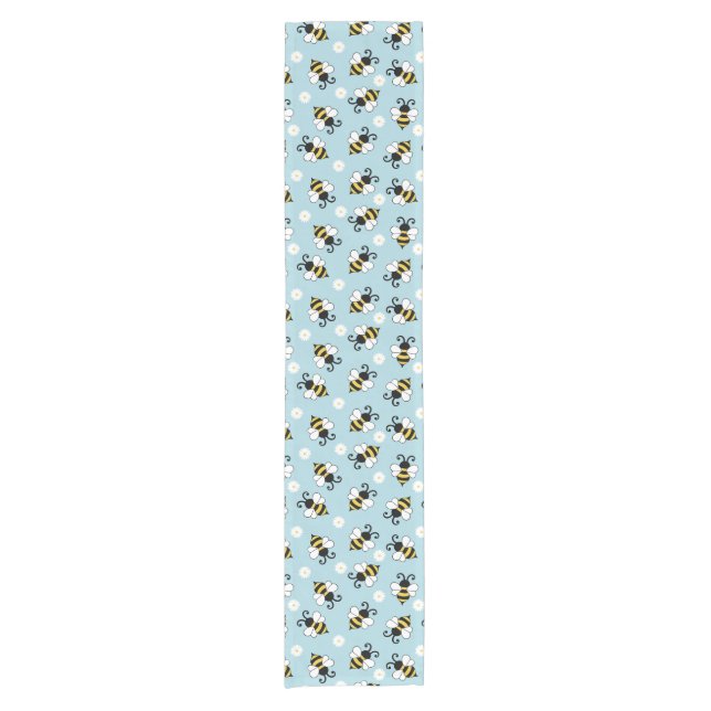 Cute little bees and daisy flowers pattern  short table runner (Front)