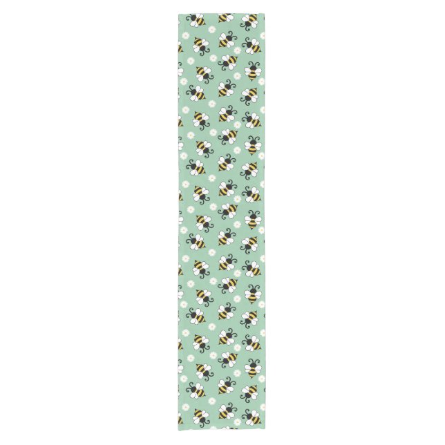 Cute little bees and daisy flowers pattern  short table runner (Front)