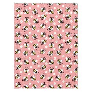 Cute little bees and daisy flowers pattern  tablecloth