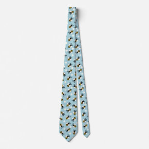 Cute little bees and daisy flowers pattern tie