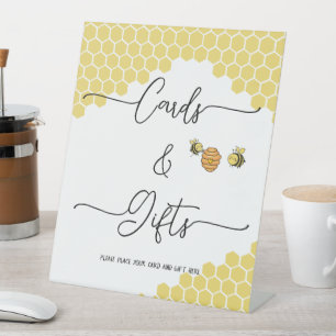 Cute Little Bees Honeycomb Cards & Gifts Pedestal Sign