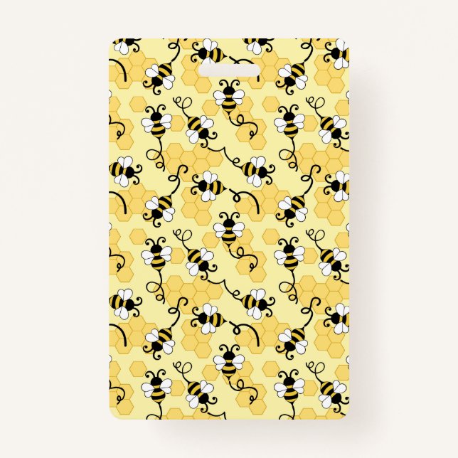 Cute little bees pattern badge (Front)