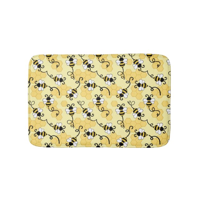 Cute little bees pattern bath mat (Front)