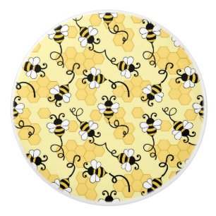 Cute little bees pattern ceramic knob