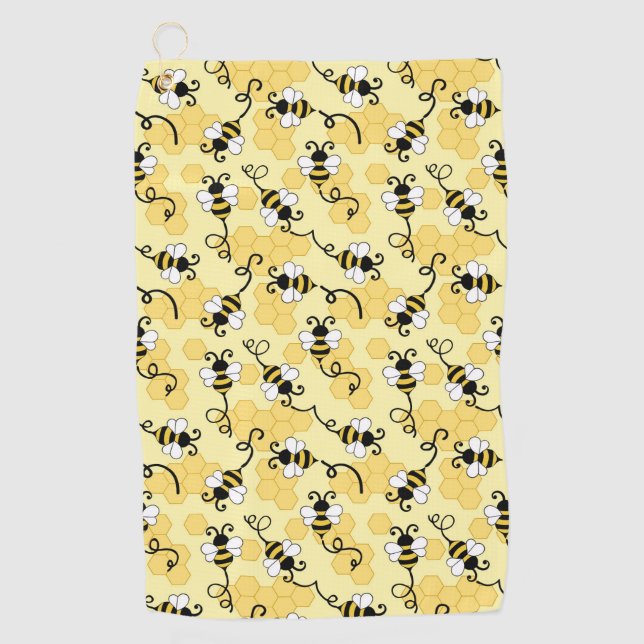 Cute little bees pattern golf towel (Front)