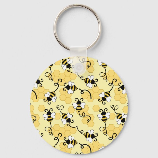 Cute little bees pattern keychain (Front)