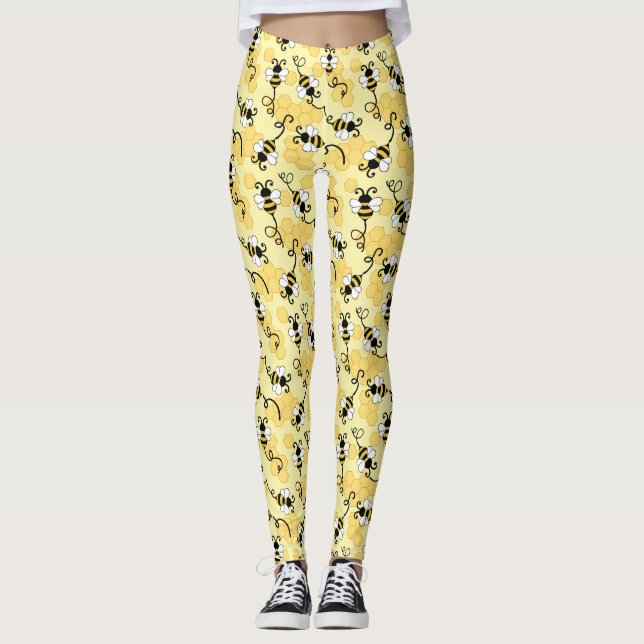 Cute little bees pattern leggings (Front)