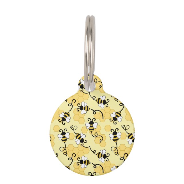 Cute little bees pattern pet tag (Front)
