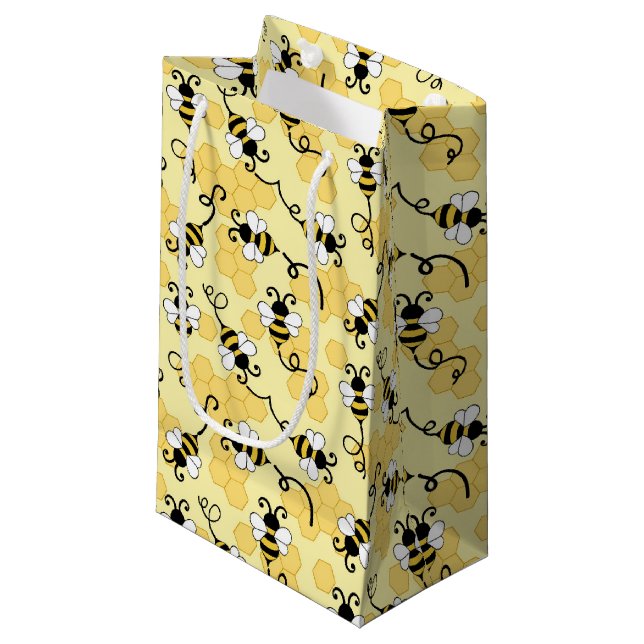 Cute little bees pattern small gift bag (Front Angled)