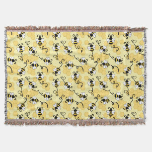 Cute little bees pattern throw blanket