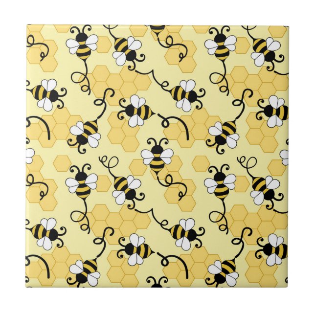 Cute little bees pattern tile (Front)