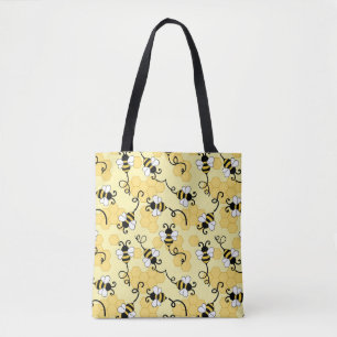 Cute little bees pattern tote bag