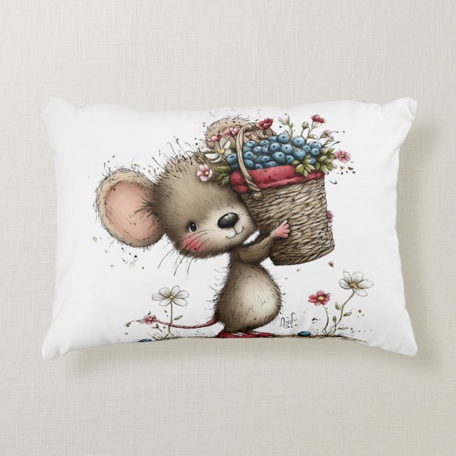 Cute Little Berry Mouse Accent Pillow (Front)