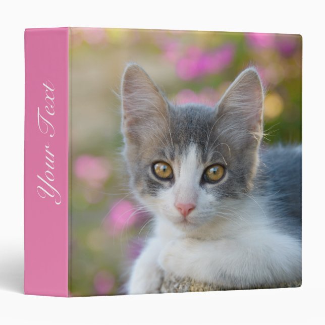 Cute Little Bicolor Kitten Fluffy Photo Cat Lovers Binder (Front/Spine)