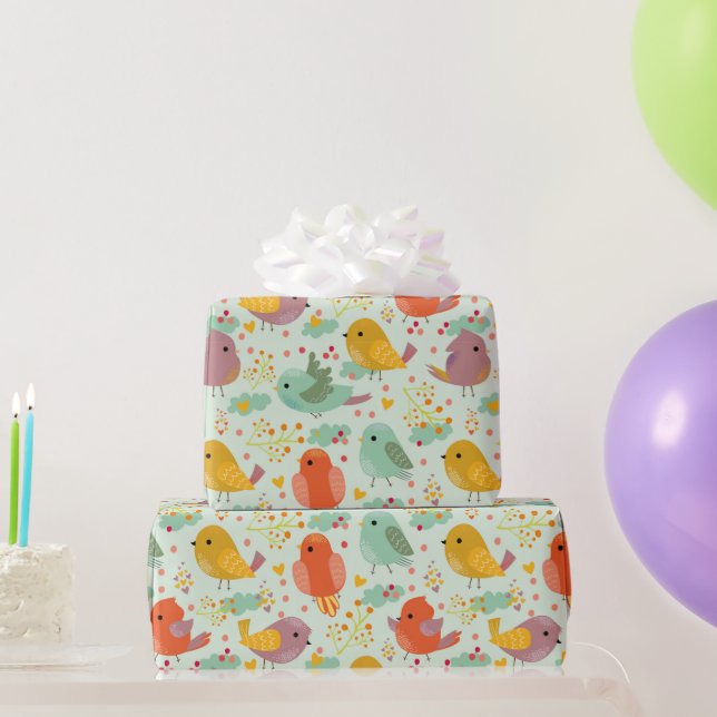 Cute Little Bird Art Pattern for the Birder Wrapping Paper (Party Gifts)