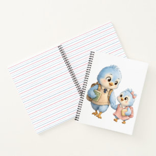 Cute Little Bird Brother Sister Writing Notebook