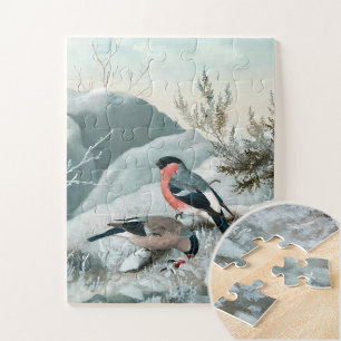 Cute little bird- Bullfinch, Art Jigsaw Puzzle