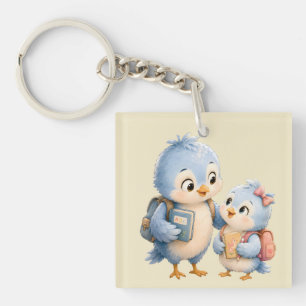 Cute Little Bird Siblings Acrylic Keychain