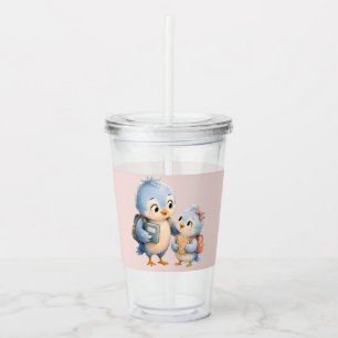 Cute Little Bird Siblings Acrylic Tumbler