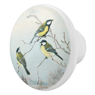 Cute little birds by Matti Karppanen, Birds Art Ceramic Knob