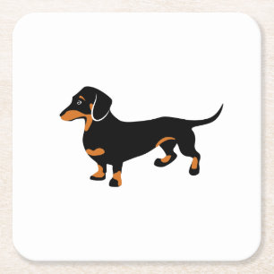 Cute Little Black and Tan Dachshund - Doxie Dog Square Paper Coaster