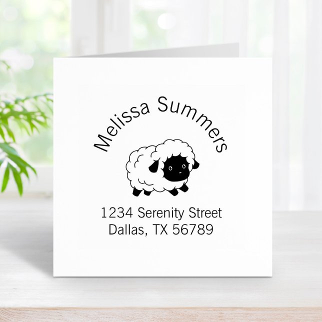 Cute Little Black Nosed Sheep Arch Address Rubber Stamp (Creator Uploaded)