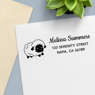 Cute Little Black Nosed Sheep Ewe Return Address Self-inking Stamp