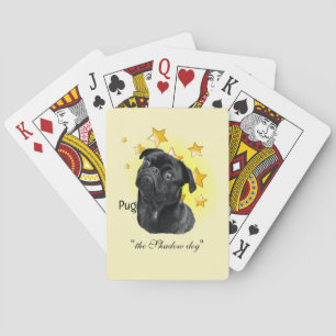 Cute Little Black Pug is a Star Playing Cards