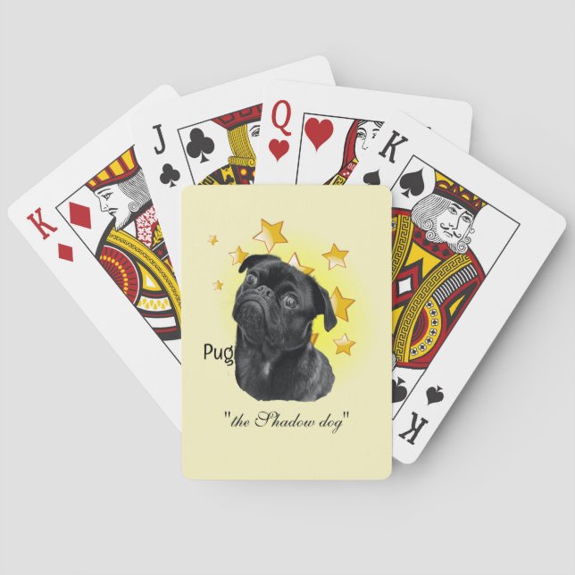 Cute Little Black Pug is a Star    Playing Cards (Back)