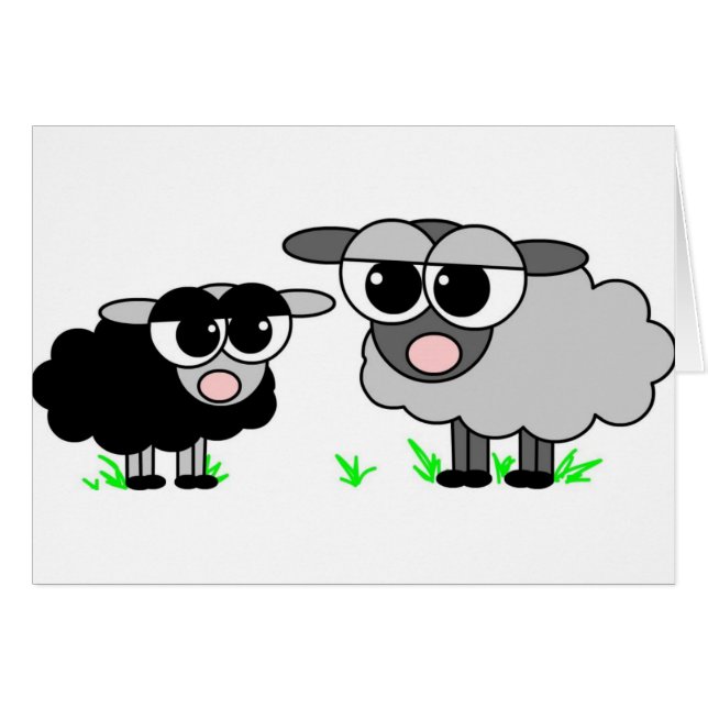 Cute Little Black Sheep and BigGray Sheep (Front Horizontal)