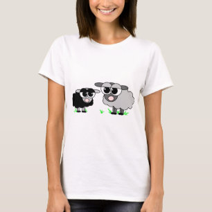 Cute Little Black Sheep and BigGray Sheep T-Shirt