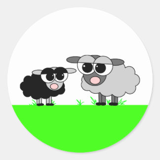 Cute Little Black Sheep & Big Grey Sheep Stickers