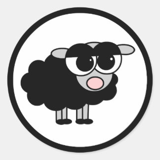 Cute Little Black Sheep Black and White Stickers