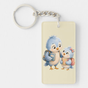 Cute Little Blue Bird Brother Acrylic Keychain