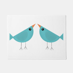 Cute little blue bird doormat